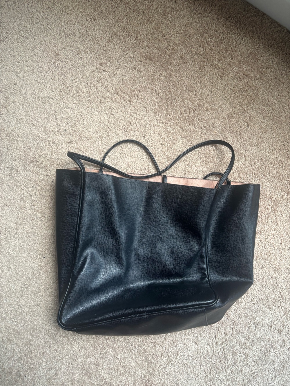 H&M Black Tote with Blush Interior